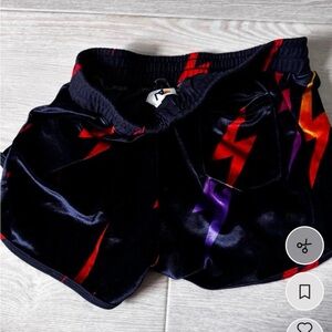 Aviator Nation black velvet shorts with lightning bolts- rare find Size S